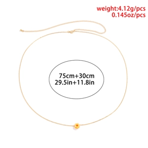 Catenina da corpo dorata con ciondolo a fiore giallo, 75+30cm e peso di 4,12g