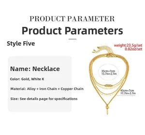 Especificaciones del collar de triple capa dorado con colgante 1998 y llave