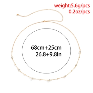 Detail of gold thin chain body link featuring weights and measurement dimensions
