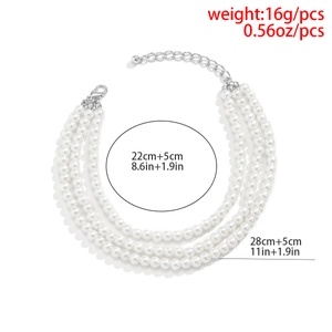 Vue détaillée de la chevillère triple perles avec dimensions et fermoir mousqueton argent