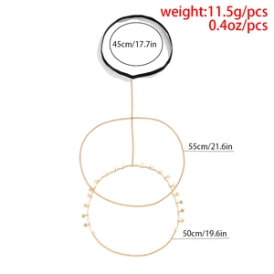 Detail of gold star pendant thigh chain with size measurements and elastic band