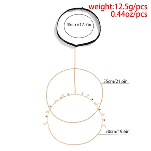 Detailed view of bohemian star and moon leg chain with precise size specifications