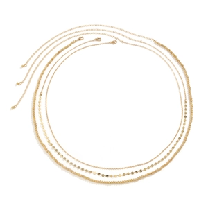 Chic multi-layered gold bead and sequin waist chain with adjustable lobster clasp