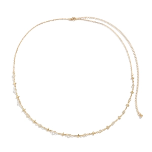 Gold star waist chain belt with tassel crystals and link chain for fashion women