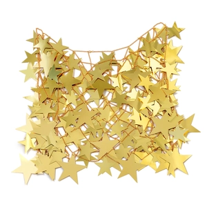 Detailed macro view of the gold hollow star sequin mesh and chain body vest link