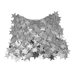 Detail of silver star sequin body chain vest with hollow-out metallic link design