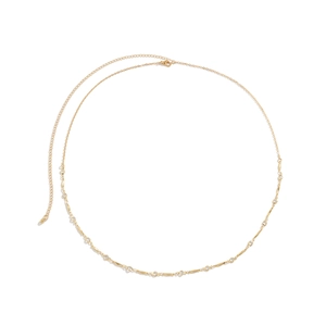 Minimalist gold waist chain with crystal accents and hollow geometric links for women
