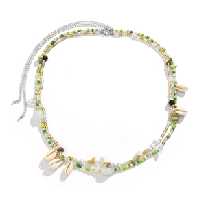 Catena da vita multistrato boho con perline colorate, conchiglie e pietre naturali
