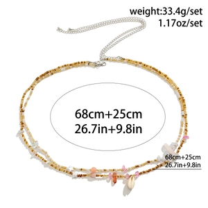 Catena per il corpo bohémien multistrato con perline colorate, conchiglie e ciondoli a stella