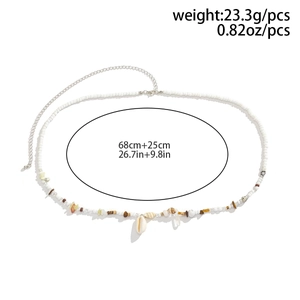 Dettaglio della catena da corpo con conchiglie e perline, 68cm con estensione di 25cm