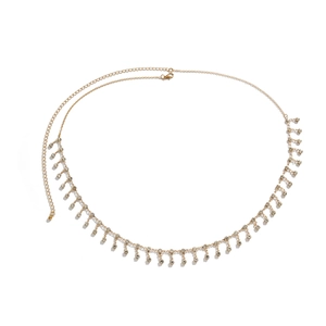 Bohemian gold waist chain with rhinestones and tassel fringe for beach body jewelry