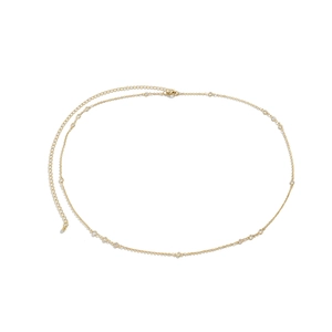 Minimalist gold chain body belt with geometric crystals and lobster clasp closure