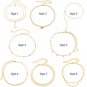 Golden multi-style double layer hip hop body chains with butterfly and pearl charms