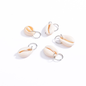 Bohemian style natural cowrie shell hair rings for braids and dreadlocks, 5pcs set