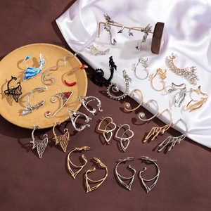 Elf ear cuffs set in various styles with rhinestones and vintage metal finishes