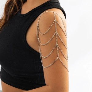 Eccessiva Catena per il Corpo a Più Strati con Nappa in Ferro per Donna Moda Metallo Spalla Braccio Bracciale Catena Gioielli per il Corpo