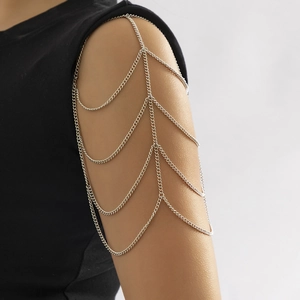 Catena da braccio multistrato argento con nappe pendenti per accessori da donna