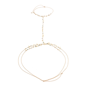 Gold star and moon body chain with colorful beads for neck and waist boho style jewelry