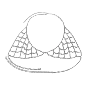 Chaîne de corps en maille argentée scintillante avec strass et fermoir ajustable