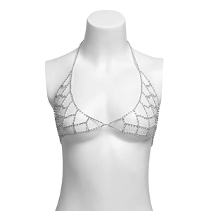 Chaîne de corps en strass étincelants avec design de filet géométrique pour femmes