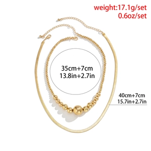 Dubbellaagse gouden kralenketting en slangenketting set met specifieke afmetingen