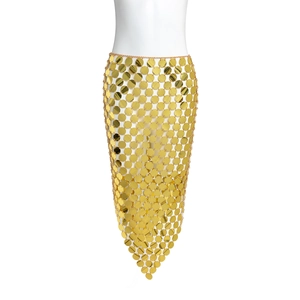 Sexy gold metallic sequin mesh body chain skirt for beach and clubwear events