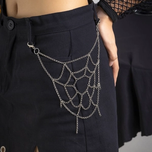 Catena per Pantaloni a Ragnatela Gothic Punk in Metallo Argento Catena per il Corpo Multistrato per Donna Halloween