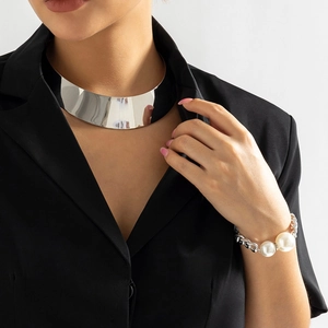 Punk Metall Choker Halskette Für Damen Minimalistisch Geometrisch Eisen Halsreif Gold Silber Spiegelpolitur Modeschmuck
