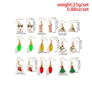 Détails de 9 paires de boucles d'oreilles de Noël en émail coloré avec mesures et poids