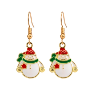 Boucles d'oreilles bonhomme de neige en émail coloré avec chapeaux de Noël