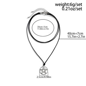 Detaillierte Größenangaben für die Pentagramm-Halskette und das doppellagige schwarze Band