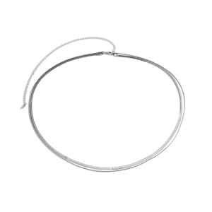 Detail of silver double-layered snake chain with lobster clasp and adjustable link