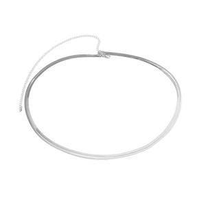 Detail of silver double layer snake chain waist link with adjustable lobster clasp