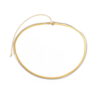 Detail of double-layer gold and silver snake chain with lobster clasp and extender