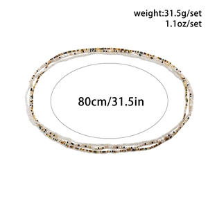 Detailed view of colorful beaded waist chains showing weight 31.5g and length 80cm