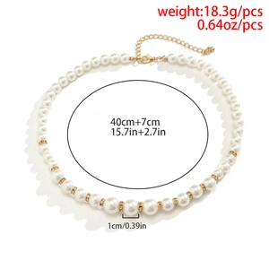 Spécifications de taille du collier de perles avec pendentif cœur doré et fermoir mousqueton