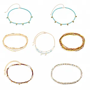Set de cadenas de cintura bohemias con cuentas de colores, conchas y turquesas
