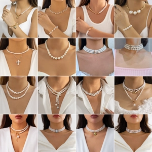 Élégant Collier Et Bracelet En Künstliche Perles D'imitation Multicouche Pour Femmes Pendentif Cœur Choker Zircon Pour Mariage