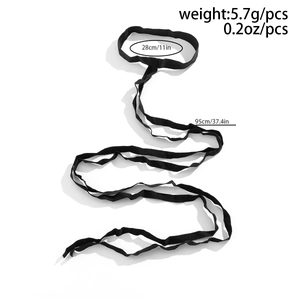 Detailed dimension guide for black elastic leg chain showing weight and length measurements