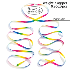 Rainbow gradient long satin ribbon choker with silk texture shown in full length