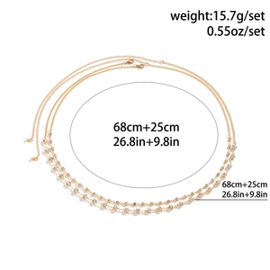 Diagramme détaillé pour lot de 2 chaînes de taille strass, longueur 68cm avec rallonge