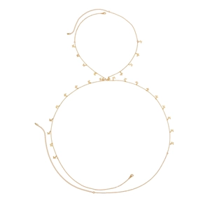 Detail der goldenen Schmetterling Körperkette mit Karabinerverschluss und Kette