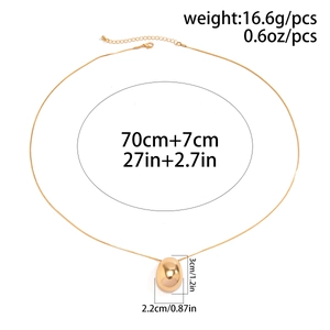 Detailed specs of gold teardrop pendant necklace with weight and chain length measurements