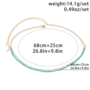 Détail de la chaîne de taille perlée double couche, 68 cm avec extension de 25 cm