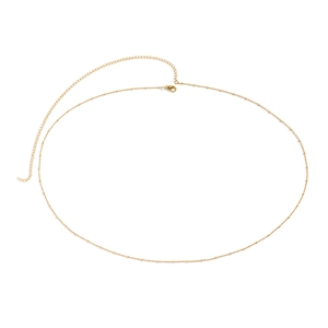 Elegant gold thin waist chain with delicate metal beads and adjustable lobster clasp closure