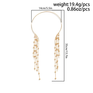 Detailed dimension guide for punk tassel choker with star charms and pearl accents