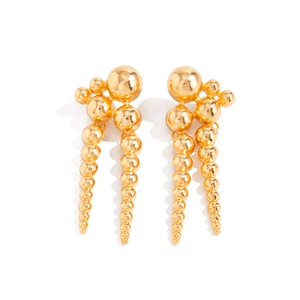 Boucles d'oreilles boules dorées CCB avec design géométrique vintage à franges
