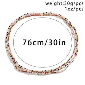 Kleurrijke kralen buikketting met details over 76cm lengte en 30g gewicht