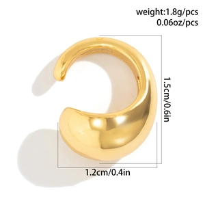 Polished gold ear cuff dimensions showing 1.5cm diameter and 1.8g weight detail