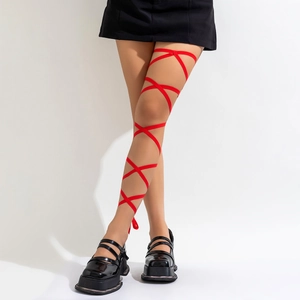 Sexy red elastic bandage leg chain accessory for women gothic aesthetic leg harness